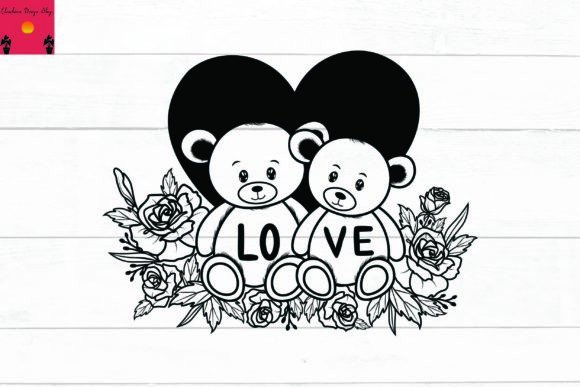 Bear Florals Svg, Valentine Bear Svg, for Real Embroidery