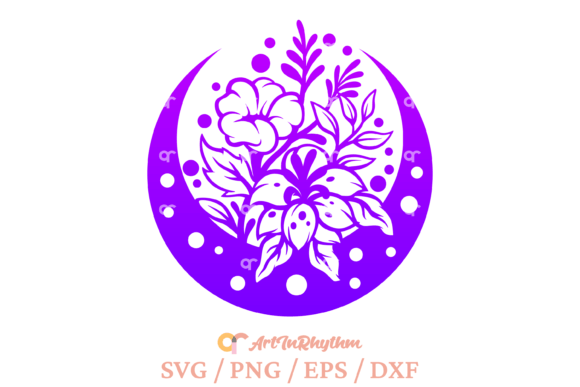 Celestial Floral Moon Svg Review for Embroidery