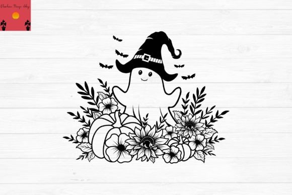 Flowers Ghost Svg Design, Halloween Svg