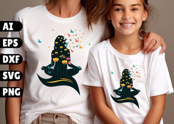 Girl Meditation with Flower Leaves Bird Review