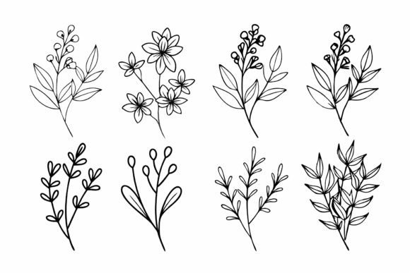 Reviewing SVG Hand-draw Wildflowers Floral Branch