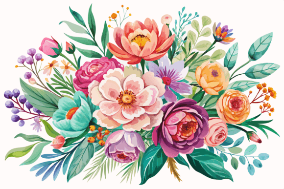 Watercolor Flower Bouquet Clipart