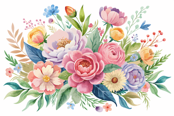 Watercolor Pastel Flower Bouquet Clipart Review