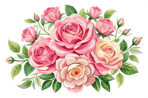 Watercolor Pink Rose Flower Bouquet Review