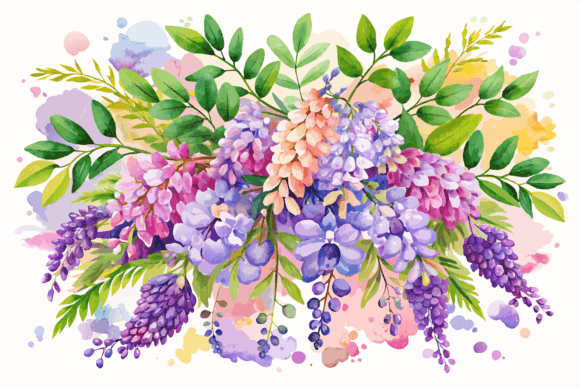 Wisteria Flower Bouquet Soft Watercolor Review